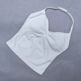 Adjustable Strappy Gym Top Backless Gym Clothes Women Scrunch Bra Removable Cups Yoga Tank Workout Outfits Tops Sports Vest