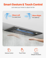 Range Hood Insert, 30 Inch Built-In Kitchen Vent Hood, 800CFM Stainless Steel Stove Hood with Gesture & Touch Control, LED Light, Baffle Filters, 4-Speed Exhaust Fan, Ducted/Ductless Convertible