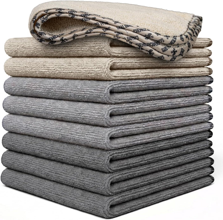 Allswipe Multi-Purpose Microfiber Towels, Car Interior, Home and Garage, Scratch-Free, Lint-Free Short-Pile Microfiber, Multi-Color, 14 in X 12 in - 9 Pack