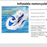 Electric Inflatable Jet Ski Water Toy with Free Steering Handlebars for Home Pool & Beach Use