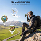 12X54 Monocular Telescope for Adults High Powered with Tripod and Phone Adapter, HD BAK4 Prism FMC Lens, Waterproof with Carrying Bag for Bird Watching Travel Sports