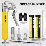 Mini Grease Gun (3000PSI) with Double 3Oz Cartridge Grease and 12'' Flex Hose, Reinforced Coupler for Automotive, Yellow