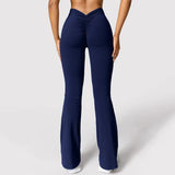 Fashion Micro Horn Leggings Women V-Back Waist Sports Pants High Waist Push up Butt Gym Pants Solid Slim Casual Leggings