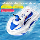 Electric Inflatable Jet Ski Water Toy with Free Steering Handlebars for Home Pool & Beach Use