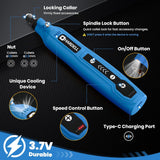 Mini Cordless Rotary Tool, 5-Speed 3.7V Rechargeable Rotary Tool Kit with 129Accessories, USB Charging Multi-Purpose DIY Tool for Sanding, Polishing, Drilling, Engraving, Woodworking