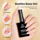 Beetles 6 Pcs 15Ml Glossy & Matte Gel Top and Base Coat Set with Protein Nail Prep Dehydrator and Primer Acid-Free & Hema-Free Dehydrate Bond Primer T for Acrylic & Gel Nail Polish Gifts