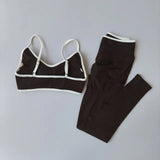 Seamless 2PCS Legging Sets Women'S Strappy Sports Bras and Leggings High Waist Fitness Sculpt Leggings Running Pants Gym Suits