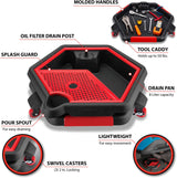 W4074 2 in 1 Drain Pan and Tool Caddy - Conveniently Collects Oil and Organizes Tools for Automotive Repairs