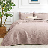 King Size Quilt Bedding Set Burlwood Bedspreads - Bed Lightweight Bedspread Comforter - Coin Pattern Bedding Coverlet for All Season - 3 Pieces (1 Quilt, 2 Pillow Shams)