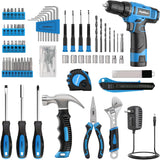 Tool Set, 148-Piece Home Drill Set with 12V Blue Cordless Drill, Hand Tool Kits, and Box, Suitable for Men, Women, and DIY Enthusiasts for Home Improvement.