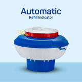 Floating Chlorine Dispenser for Pools with Pop-Up Indicator, Fits 1-3-4” Tablets - Pool Chlorine Floater with Adjustable Flow Vents Balanced Chemical Dispenser [4 Tablet Cap] 9" Diameter
