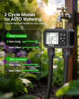 Water Timer with Brass Inlet & Outlet, 2 Independent Zones Outdoor Hose Timer for Garden Faucet with Auto/Manual/Rain Delay Mode, Sprinkler Irrigation Controller for Yard Lawn