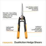 Dualaction Hedge Shears, 2-In-1 Fast Trimming & Powercut Hedge Trimmer, Precision-Ground Steel Blades for Clean Cuts, Shock-Absorbing Bumpers & Softgrip Handles for Comfort