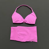 Gym Set 2 Piece Women Strappy Yoga Bra Top Workout Scrunch Shorts Sports Suit Fitness Clothes Seamless Yoga Set