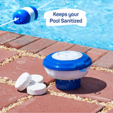 Floating Chlorine Dispenser for Pools with Pop-Up Indicator, Fits 1-3-4” Tablets - Pool Chlorine Floater with Adjustable Flow Vents Balanced Chemical Dispenser [4 Tablet Cap] 9" Diameter