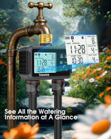 Water Timer with Brass Inlet & Outlet, 2 Independent Zones Outdoor Hose Timer for Garden Faucet with Auto/Manual/Rain Delay Mode, Sprinkler Irrigation Controller for Yard Lawn