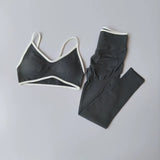 Seamless 2PCS Legging Sets Women'S Strappy Sports Bras and Leggings High Waist Fitness Sculpt Leggings Running Pants Gym Suits