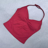 Adjustable Strappy Gym Top Backless Gym Clothes Women Scrunch Bra Removable Cups Yoga Tank Workout Outfits Tops Sports Vest