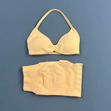 Gym Set 2 Piece Women Strappy Yoga Bra Top Workout Scrunch Shorts Sports Suit Fitness Clothes Seamless Yoga Set