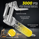 Mini Grease Gun (3000PSI) with Double 3Oz Cartridge Grease and 12'' Flex Hose, Reinforced Coupler for Automotive, Yellow