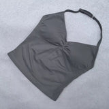 Adjustable Strappy Gym Top Backless Gym Clothes Women Scrunch Bra Removable Cups Yoga Tank Workout Outfits Tops Sports Vest