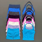 2 Pieces Shorts Yoga Set Women Backless Halter Tops High Waist Seamless Shorts Gym Suit Fitness Sportswear Workout Sets