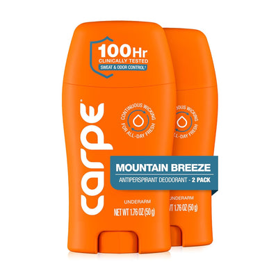 Underarm Antiperspirant Deodorant for Men and Women - 100 Hour Sweat & Odor Control - Clinical Strength Deodorant for Men - Long Lasting Deodorant Antiperspirant - Mountain Breeze - 2 Pack
