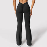 Fashion Micro Horn Leggings Women V-Back Waist Sports Pants High Waist Push up Butt Gym Pants Solid Slim Casual Leggings