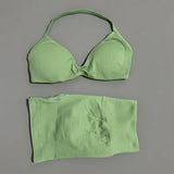 Gym Set 2 Piece Women Strappy Yoga Bra Top Workout Scrunch Shorts Sports Suit Fitness Clothes Seamless Yoga Set