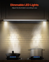 Range Hood Insert, 30 Inch Built-In Kitchen Vent Hood, 800CFM Stainless Steel Stove Hood with Gesture & Touch Control, LED Light, Baffle Filters, 4-Speed Exhaust Fan, Ducted/Ductless Convertible