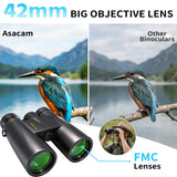 12X42 Binoculars for Adults, High Powered Binoculars with Large Eyepiece, Lightweight HD BAK4 Prism for Bird Watching, Travel, Hunting, Camping, Sports