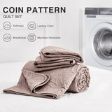 King Size Quilt Bedding Set Burlwood Bedspreads - Bed Lightweight Bedspread Comforter - Coin Pattern Bedding Coverlet for All Season - 3 Pieces (1 Quilt, 2 Pillow Shams)