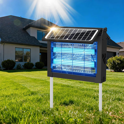 Solar Bug Zapper Outdoor with Dual Solar Panel, 4500V Mosquito Zapper Waterproof Rechargeable Electric Fly Zapper, Cordless Fly Trap Mosquito Killer for Backyard, Patio, Garden, RV Camping