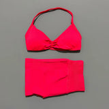 Gym Set 2 Piece Women Strappy Yoga Bra Top Workout Scrunch Shorts Sports Suit Fitness Clothes Seamless Yoga Set