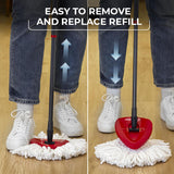 O-Cedar Easywring Spin Mop & Bucket System | Microfiber Floor Cleaning System | Includes 3 Mop Heads (1 Standard + 2 Deep Clean Refills) | Machine Washable & Reusable