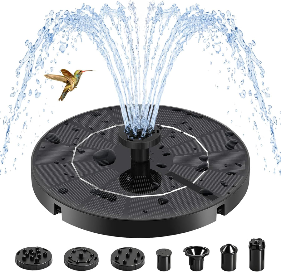3.5W Solar Bird Bath Fountain, Solar Water Fountain Pump with 6 Nozzles 4 Fixed Stakes, Upgraded Solar Powered Water Fountain for Bird Bath, Garden, Patio, Pond, Fish Tank, Outdoor Decor