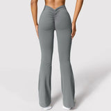 Fashion Micro Horn Leggings Women V-Back Waist Sports Pants High Waist Push up Butt Gym Pants Solid Slim Casual Leggings
