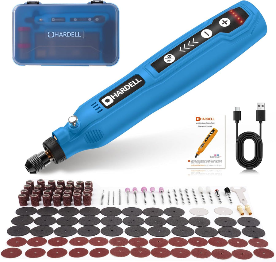 Mini Cordless Rotary Tool, 5-Speed 3.7V Rechargeable Rotary Tool Kit with 129Accessories, USB Charging Multi-Purpose DIY Tool for Sanding, Polishing, Drilling, Engraving, Woodworking