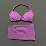 Gym Set 2 Piece Women Strappy Yoga Bra Top Workout Scrunch Shorts Sports Suit Fitness Clothes Seamless Yoga Set