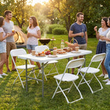 4 FT Folding Picnic Table Easy to Fold and Store, Foldable Table for Camping Picnic Dining Party Kitchen Outdoor Indoor with Carrying Handle