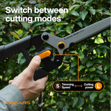 Dualaction Hedge Shears, 2-In-1 Fast Trimming & Powercut Hedge Trimmer, Precision-Ground Steel Blades for Clean Cuts, Shock-Absorbing Bumpers & Softgrip Handles for Comfort