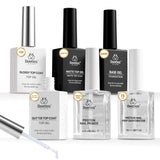 Beetles 6 Pcs 15Ml Glossy & Matte Gel Top and Base Coat Set with Protein Nail Prep Dehydrator and Primer Acid-Free & Hema-Free Dehydrate Bond Primer T for Acrylic & Gel Nail Polish Gifts