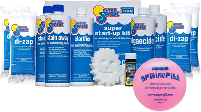 Pool Super Opening Chemical Start up Kit and Spring Pill - above Ground and In-Ground Swimming Pools - up to 35,000