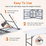 4 FT Folding Picnic Table Easy to Fold and Store, Foldable Table for Camping Picnic Dining Party Kitchen Outdoor Indoor with Carrying Handle