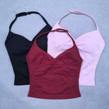 Adjustable Strappy Gym Top Backless Gym Clothes Women Scrunch Bra Removable Cups Yoga Tank Workout Outfits Tops Sports Vest