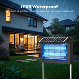 Solar Bug Zapper Outdoor with Dual Solar Panel, 4500V Mosquito Zapper Waterproof Rechargeable Electric Fly Zapper, Cordless Fly Trap Mosquito Killer for Backyard, Patio, Garden, RV Camping