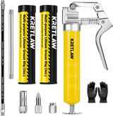 Mini Grease Gun (3000PSI) with Double 3Oz Cartridge Grease and 12'' Flex Hose, Reinforced Coupler for Automotive, Yellow