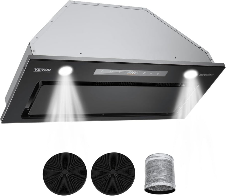 Range Hood Insert, 30 Inch Built-In Kitchen Vent Hood, 800CFM Stainless Steel Stove Hood with Gesture & Touch Control, LED Light, Baffle Filters, 4-Speed Exhaust Fan, Ducted/Ductless Convertible