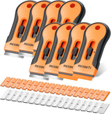 Razor Blade Scraper Tool, 8 Pack Razor Scraper Set with Extra 240Pcs Razor Blades- 80Pcs Metal and 160Pcs Plastic Blades, Cleaning Scraper Tool, Cooktop Scraper, Paint Scraper, Glass Scraper