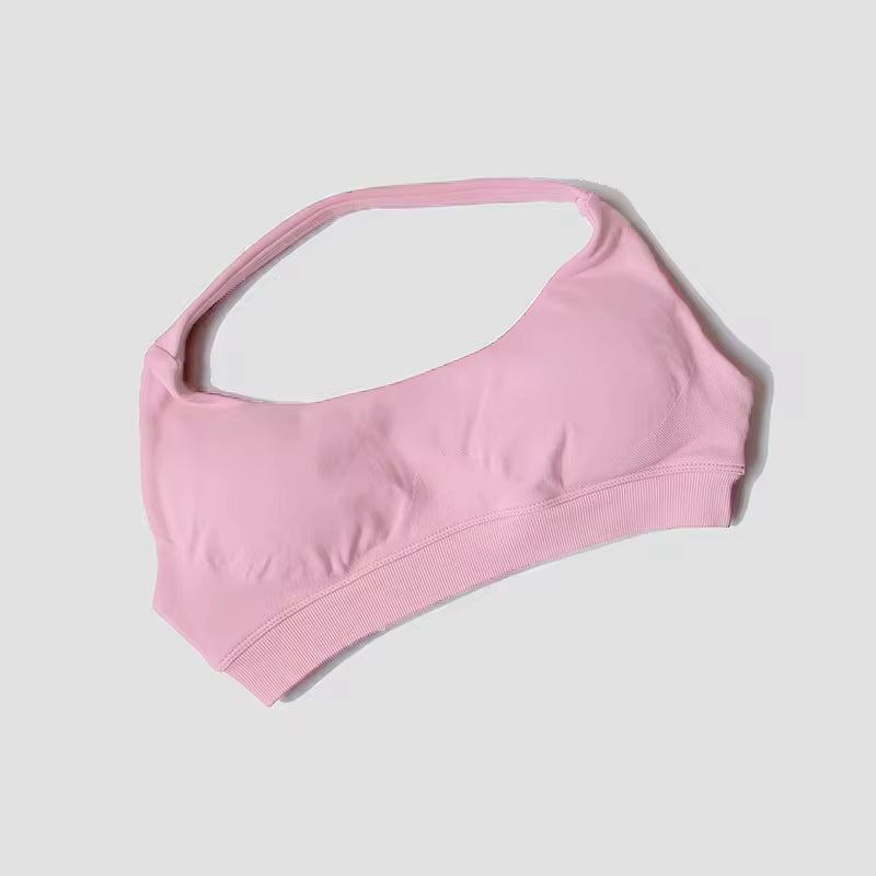 High Support Sports Bra Women Halter Seamless Yoga Bra Padded Backless Sports Bras Gym Crop Top Push up Workout Yoga Tops Woman